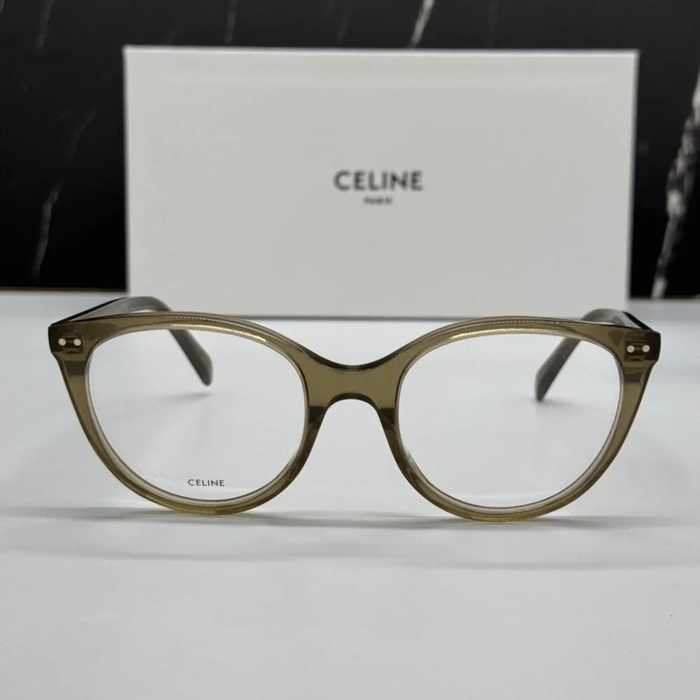 NEW CL50068I 093 CELINE WOMEN CAT EYE EYEGLASSES KHAKI EYEWEAR CELINE